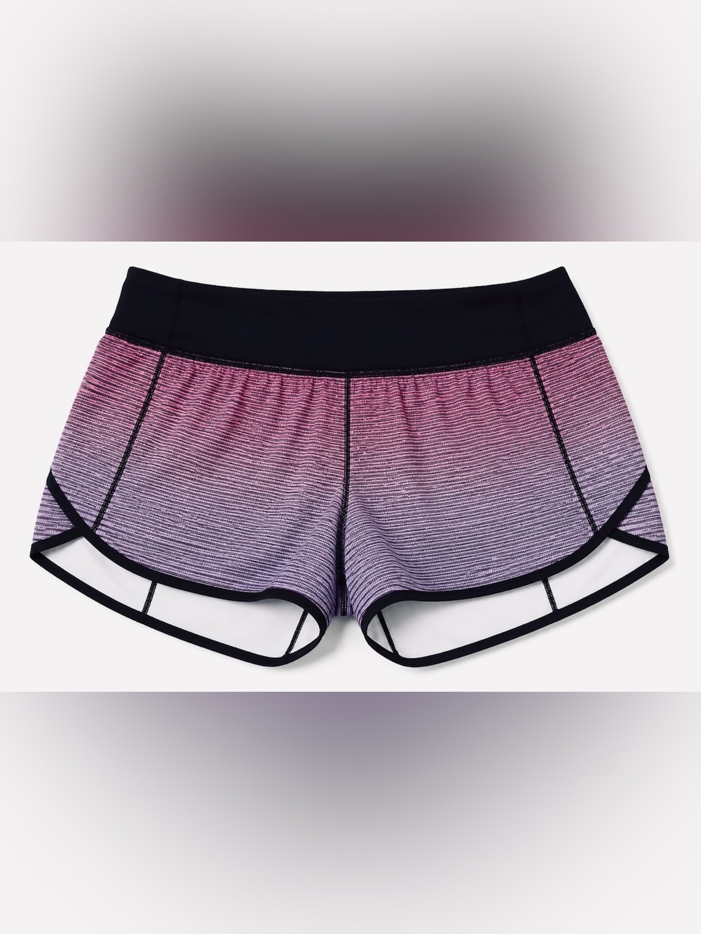 Lululemon Aqua Speed Shorts Women’s Size 8 Pink Black Stripe Running 2.5”